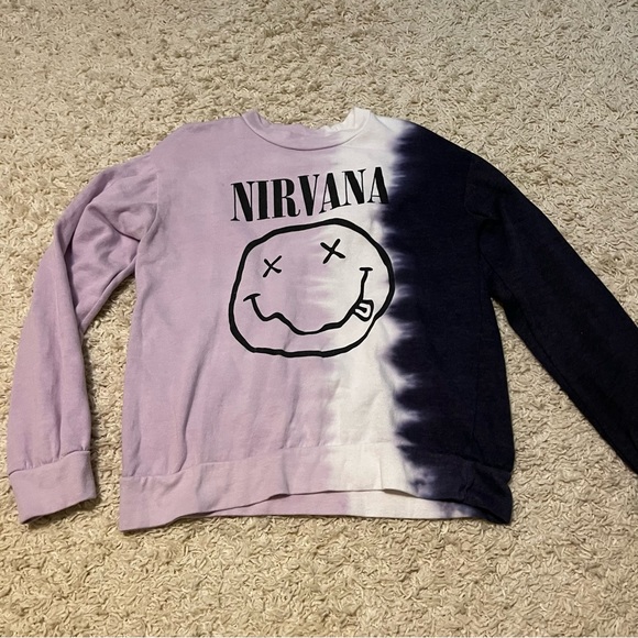 Nirvana Tie Dye Pullover Sweatshirt Size Small Pink Blue White size xs - Picture 2 of 3